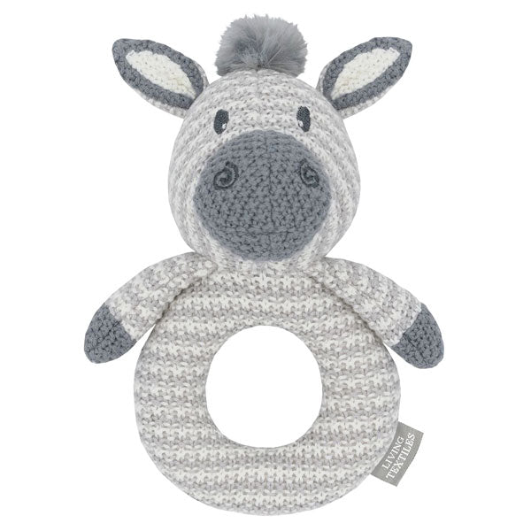 Living Textiles Whimsical Knitted Ring Rattle Zac the Zebra